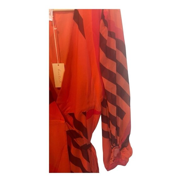 Hutch Lindie Geo Print Long Sleeve Wrap Dress Small Coral Lined NWT $297 - Picture 5 of 10